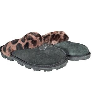 UGG Australia Women's Slippers Leopard Print Fur Lined Mules/Slippers Size 9